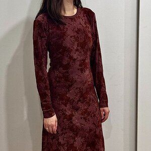 Ali Golden burgundy slinky fall dress size small